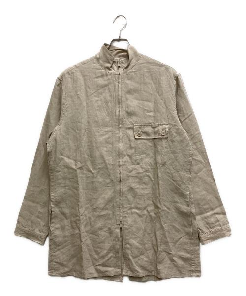Yohji Yamamoto pour homme（ヨウジヤマモト プールオム）Yohji Yamamoto pour homme (ヨウジヤマモト プールオム) HIGH COUNT LINEN ZIP OPEN BLOUSE ベージュ サイズ:2の古着・服飾アイテム
