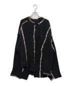 MAISON SPECIALメゾンスペシャル）の古着「鬼ワッフルクレイジーパッチワークエンブロイダリーニット」｜ブラック