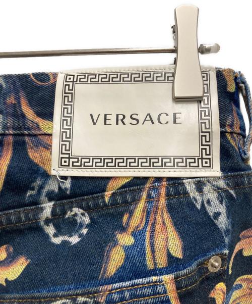 VERSACE（ヴェルサーチェ）VERSACE (ヴェルサーチェ) バロッコ柄切替デニム ブルー×ベージュ サイズ:31の古着・服飾アイテム
