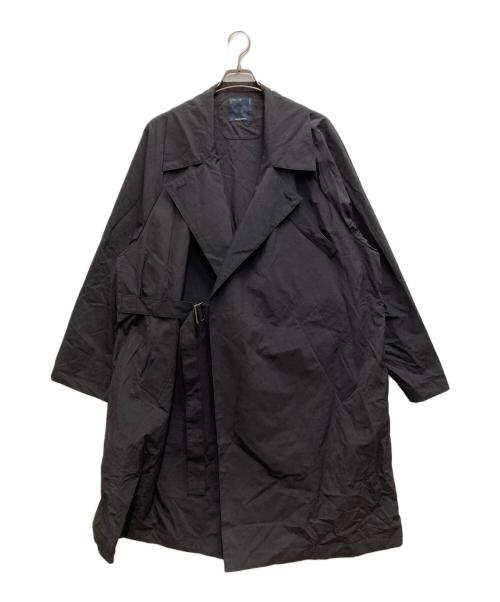meanswhile（ミーンズワイル）meanswhile (ミーンズワイル) Nylon Wrap Over Coat ブラック サイズ:3の古着・服飾アイテム