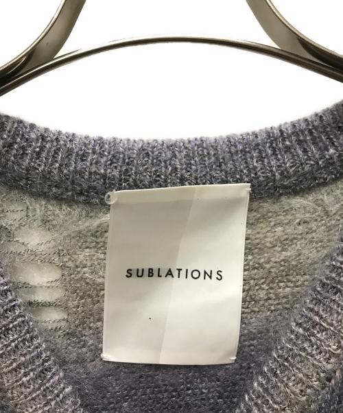 SUBLATIONS（サブレーションズ）SUBLATIONS (サブレーションズ) SGSB EMBROIDERY KASURI PO KNIT パープル サイズ:FREEの古着・服飾アイテム