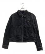 PRADAプラダ）の古着「ロゴプレートデニムジップアップジャケット」｜ブラック