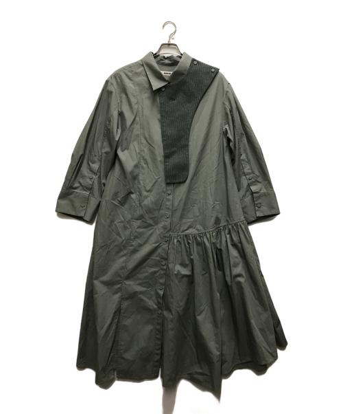 Rumche（ラム・シェ）Rumche (ラム・シェ) Knit Bonding Shirt Dress カーキ サイズ:FREEの古着・服飾アイテム