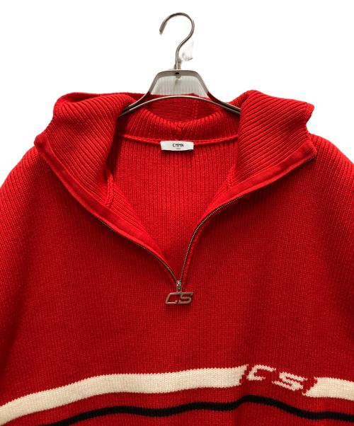 CMMN SWDN（コモンスウェーデン）CMMN SWDN (コモンスウェーデン) ニットポンチョ レッド サイズ:Mの古着・服飾アイテム