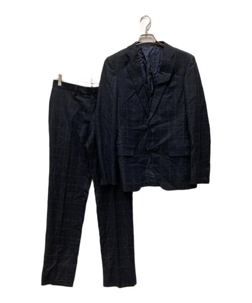 SHIPS（シップス）SHIPS (シップス) カシミヤブレンド2Bチェックスーツ ネイビー サイズ:44の古着・服飾アイテム
