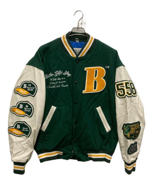 Roots（ルーツ）Roots (ルーツ) better gift shop (ベターギフトショップ) 2023 LEATHER VARSITY JACKET グリーン サイズ:Mの古着・服飾アイテム