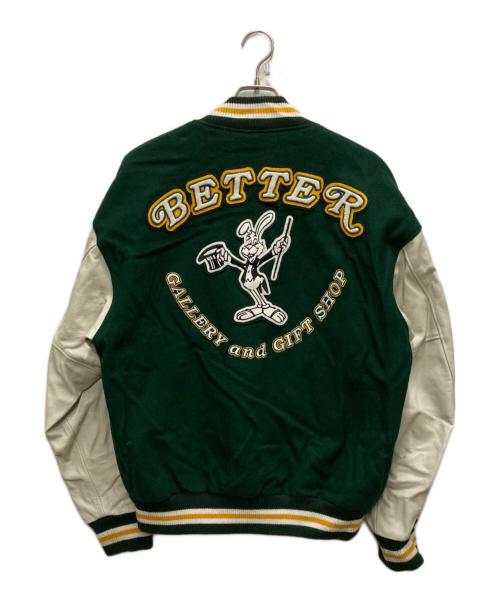 Roots（ルーツ）Roots (ルーツ) better gift shop (ベターギフトショップ) 2023 LEATHER VARSITY JACKET グリーン サイズ:Mの古着・服飾アイテム