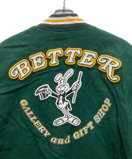 Roots（ルーツ）Roots (ルーツ) better gift shop (ベターギフトショップ) 2023 LEATHER VARSITY JACKET グリーン サイズ:Mの古着・服飾アイテム