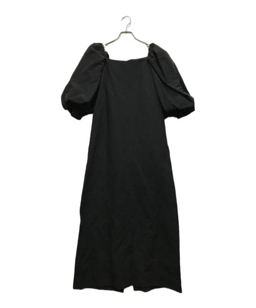 Curensology（カレンソロジー）Curensology (カレンソロジー) コットンリネンパフスリーブワンピース ブラック サイズ:FREEの古着・服飾アイテム