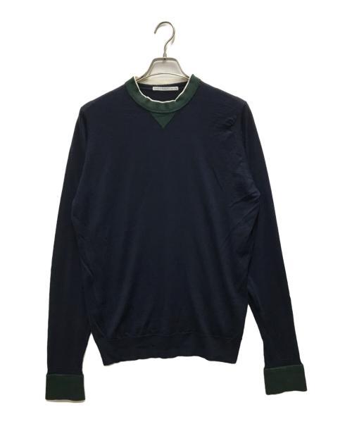 sacai（サカイ）sacai (サカイ) JOHN SMEDLEY (ジョンスメドレー) コラボハイブリッドニット ネイビー サイズ:3の古着・服飾アイテム