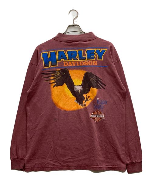 HARLEY-DAVIDSON（ハーレーダビッドソン）HARLEY-DAVIDSON (ハーレーダビッドソン) 90`SハイネックプリントL/S TEE ブラウン サイズ:Ⅼの古着・服飾アイテム