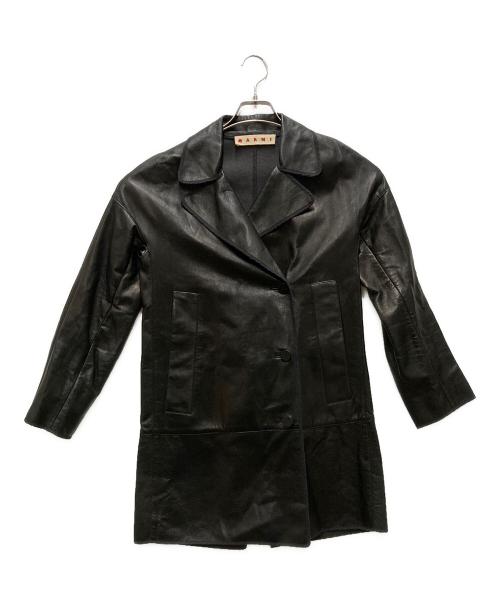 MARNI（マルニ）MARNI (マルニ) レザーＰコート ブラック サイズ:38の古着・服飾アイテム