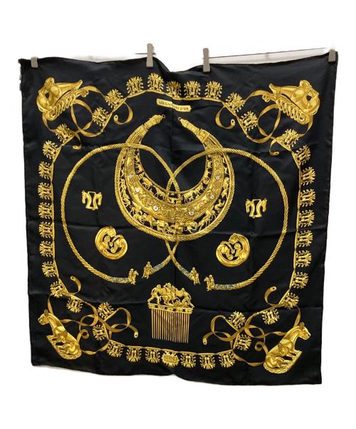 HERMES（エルメス）HERMES (エルメス) カレ90/LES CAVALIERS D`OR ブラックの古着・服飾アイテム