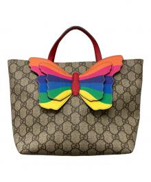 GUCCI（グッチ）の古着「レインボー バタフライ ハンドバッグ」｜ベージュ