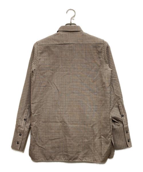 JIL SANDER（ジルサンダー）JIL SANDER (ジルサンダー) ウールチェック比翼シャツ ブラウン サイズ:32の古着・服飾アイテム
