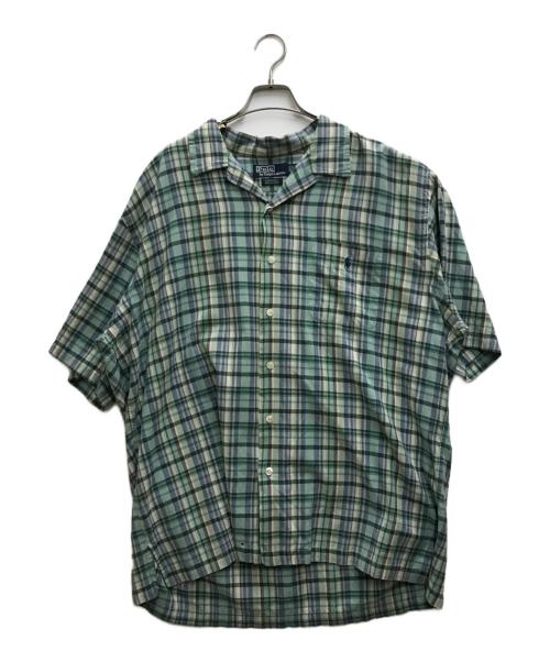 POLO RALPH LAUREN（ポロ・ラルフローレン）POLO RALPH LAUREN (ポロ・ラルフローレン) 90'S チェックオープンカラーシャツ ブルー×グリーン サイズ:XLの古着・服飾アイテム