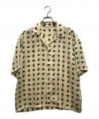 SOFTHYPHENソフトハイフン）の古着「サテン総柄S/Sシャツ」｜ベージュ