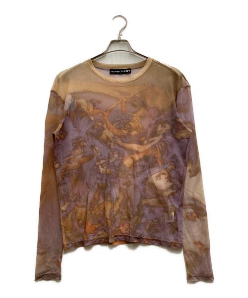Y/PROJECT（ワイ プロジェクト）Y/project (ワイ プロジェクト) Purple Mesh Nostalgia Long Sleeve T-Shirt パープル×オレンジ サイズ:Ⅼの古着・服飾アイテム