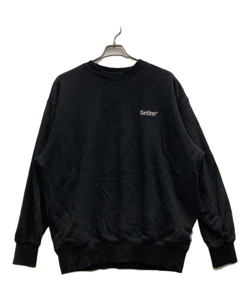 SETINN（セットイン）SETINN (セットイン) ロゴ刺繍クルーネックスウェット ブラック サイズ:Ⅼの古着・服飾アイテム