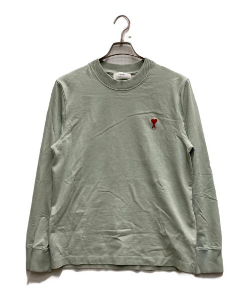 ami（アミ）ami (アミ) ハートロゴ刺繍カットソー 黄緑 サイズ:Ⅿの古着・服飾アイテム