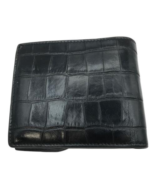 BALENCIAGA（バレンシアガ）BALENCIAGA (バレンシアガ) クロコ型押し2つ折り財布 ブラックの古着・服飾アイテム