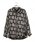 SASQUATCHfabrix.×丸岡和吾サスクワッチファブリックス×マルオカカズミチ）の古着「総柄レーヨンシャツ」｜ブラック
