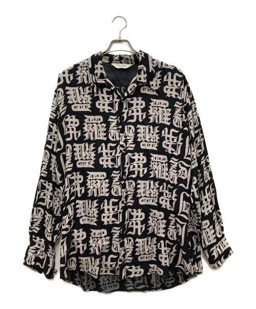 SASQUATCHfabrix.（サスクワッチファブリックス）SASQUATCHfabrix. (サスクワッチファブリックス) 丸岡和吾 (マルオカカズミチ) 総柄レーヨンシャツ ブラック サイズ:Mの古着・服飾アイテム