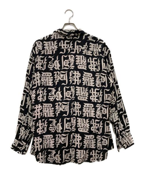 SASQUATCHfabrix.（サスクワッチファブリックス）SASQUATCHfabrix. (サスクワッチファブリックス) 丸岡和吾 (マルオカカズミチ) 総柄レーヨンシャツ ブラック サイズ:Mの古着・服飾アイテム