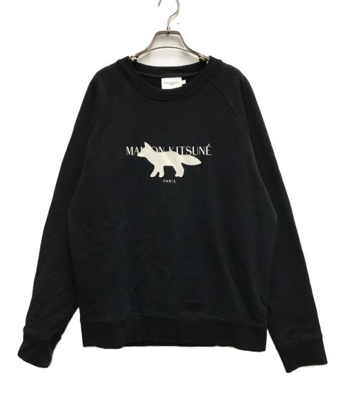 maison kitsune（メゾンキツネ）maison kitsune (メゾンキツネ) フォックススタンプ ロゴスウェット ブラック サイズ:Lの古着・服飾アイテム