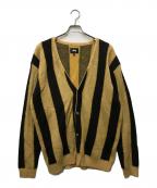 stussyステューシー）の古着「モヘア混ストライプカーディガン」｜ブラック×イエロー