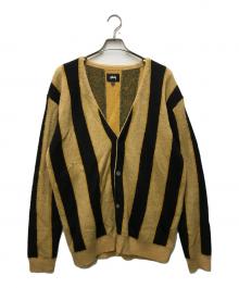 stussy（ステューシー）の古着「モヘア混ストライプカーディガン」｜ブラック×イエロー