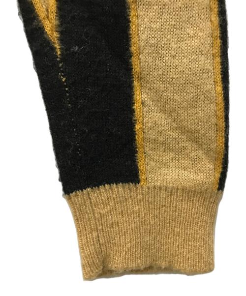 stussy（ステューシー）stussy (ステューシー) モヘア混ストライプカーディガン ブラック×イエロー サイズ:XLの古着・服飾アイテム