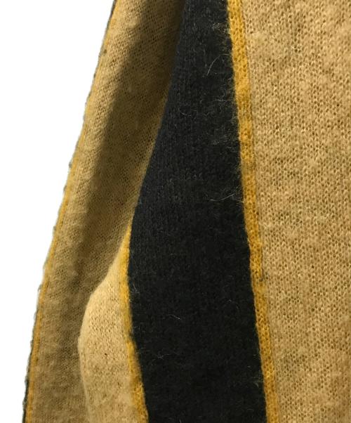 stussy（ステューシー）stussy (ステューシー) モヘア混ストライプカーディガン ブラック×イエロー サイズ:XLの古着・服飾アイテム