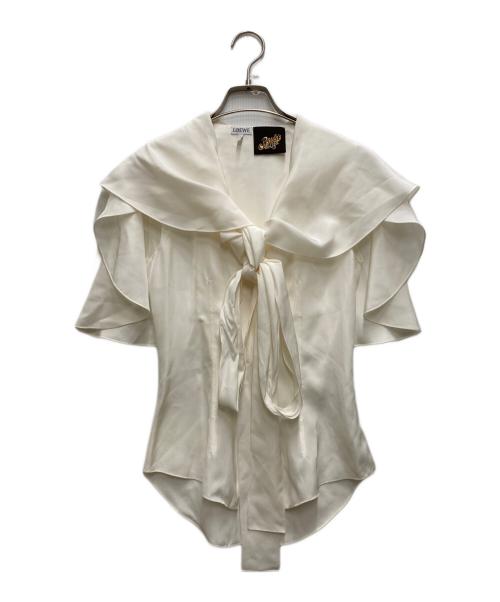 LOEWE（ロエベ）LOEWE (ロエベ) Paula's Ibiza (パウラズ・イビザ) ラッフルスリーブシルクブラウス ホワイト サイズ:32の古着・服飾アイテム