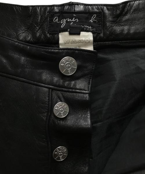 agnes b homme（アニエスベーオム）agnes b homme (アニエスベーオム) レザー5ポケットパンツ ブラック サイズ:40の古着・服飾アイテム