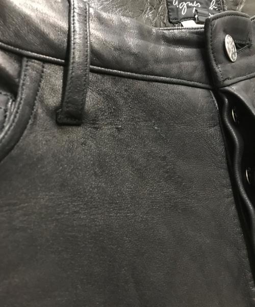 agnes b homme（アニエスベーオム）agnes b homme (アニエスベーオム) レザー5ポケットパンツ ブラック サイズ:40の古着・服飾アイテム