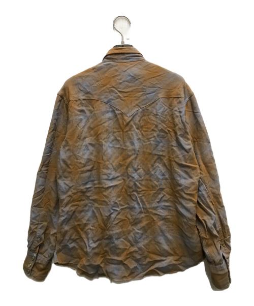 USED（ユーズド）USED (ユーズド) レーヨンオンブレチェックウエスタンシャツ ブラウン サイズ:不明の古着・服飾アイテム