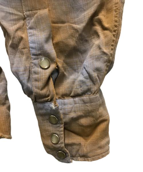 USED（ユーズド）USED (ユーズド) レーヨンオンブレチェックウエスタンシャツ ブラウン サイズ:不明の古着・服飾アイテム