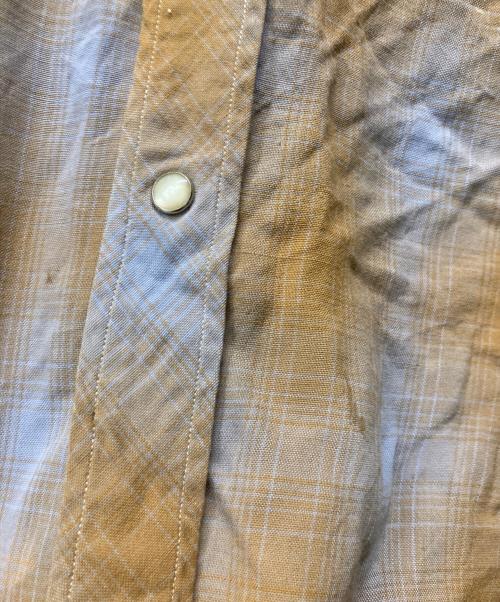 USED（ユーズド）USED (ユーズド) レーヨンオンブレチェックウエスタンシャツ ブラウン サイズ:不明の古着・服飾アイテム