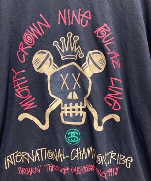 stussy（ステューシー）stussy (ステューシー) NINE RULAZ LINE (ナインルーラーズライン) MIGHTY CROWN (マイティークラウン) 20th記念 スカルボーンTee スミクロ サイズ:XLの古着・服飾アイテム