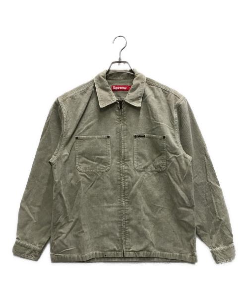SUPREME（シュプリーム）Supreme (シュプリーム) Washed Corduroy Zip Up Shirt グリーン サイズ:Mの古着・服飾アイテム