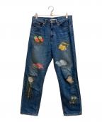 doubletダブレット）の古着「FOOD HAND-PAINTED DENIM PANTS」｜インディゴ