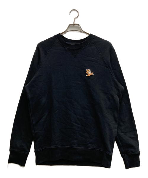maison kitsune（メゾンキツネ）MAISON KITSUNE (メゾンキツネ) フォックス パッチ クラシック スウェットシャツ ブラック サイズ:Mの古着・服飾アイテム
