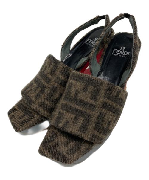 FENDI（フェンディ）FENDI (フェンディ) ズッカ柄厚底サンダル ブラウン サイズ:7 1/2の古着・服飾アイテム