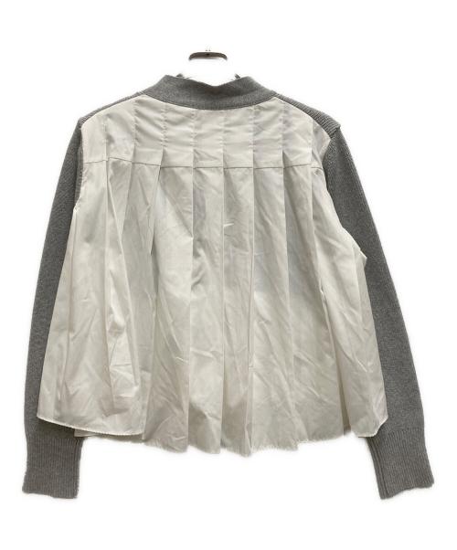 sacai（サカイ）sacai (サカイ) Cotton Poplin x Cotton Knit Cardigan グレー サイズ:2の古着・服飾アイテム
