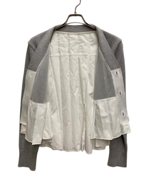 sacai（サカイ）sacai (サカイ) Cotton Poplin x Cotton Knit Cardigan グレー サイズ:2の古着・服飾アイテム