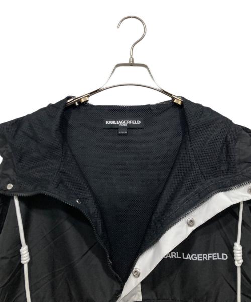 Karl Lagerfeld（カール ラガーフェルド）Karl Lagerfeld (カール ラガーフェルド) ナイロンアノラックパーカー ブラック サイズ:XLの古着・服飾アイテム