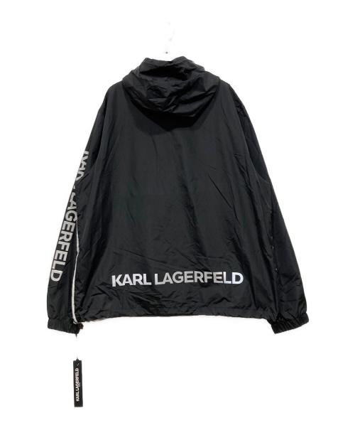 Karl Lagerfeld（カール ラガーフェルド）Karl Lagerfeld (カール ラガーフェルド) ナイロンアノラックパーカー ブラック サイズ:XLの古着・服飾アイテム