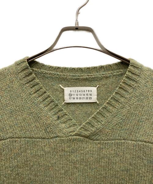 Maison Margiela（メゾンマルジェラ）Maison Margiela (メゾンマルジェラ) Vネックメランジニット グリーン サイズ:不明の古着・服飾アイテム