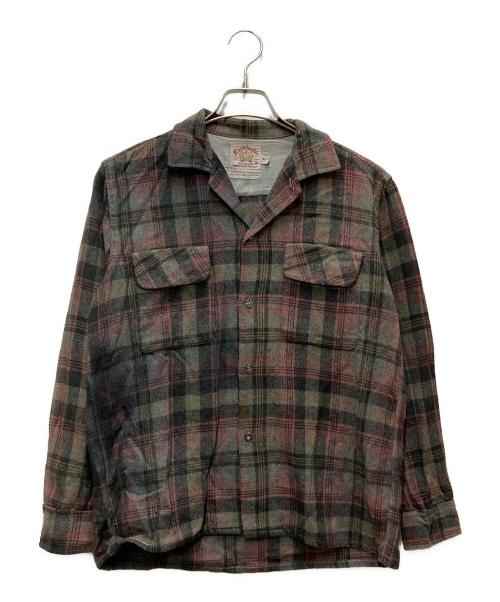 EASTCHESTER（イーストチェスター）EASTCHESTER (イーストチェスター) 60`Sウールチェックオープンカラーシャツ グレー サイズ:Mの古着・服飾アイテム